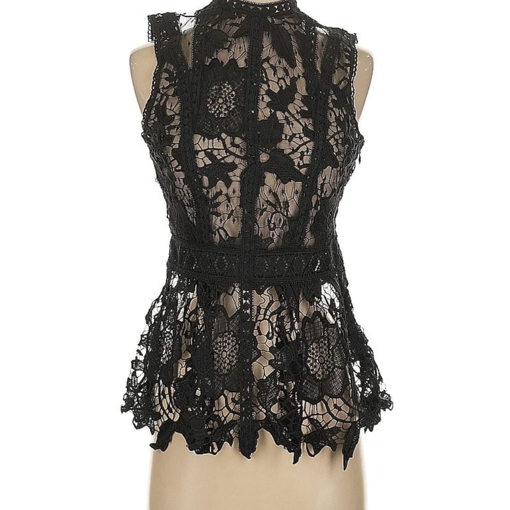 SALE! Express Black Lace Peplum Top Romantic Whimsigoth Dark Coquette Sz XS